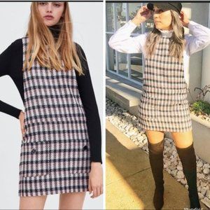 Zara Black and White Plaid Mini Dress